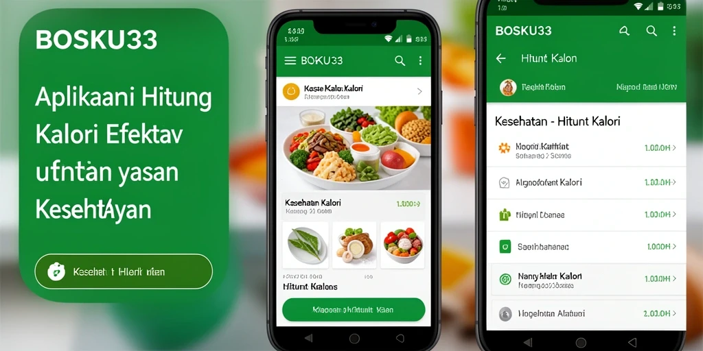 Tampilan antarmuka aplikasi Hitung Kalori BOSKU33 yang sederhana dan informatif.