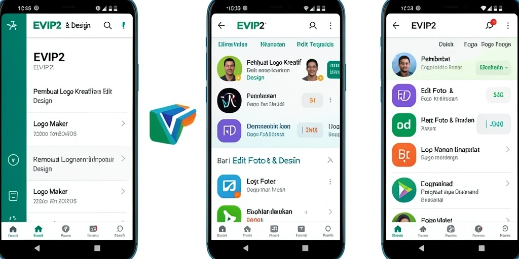 Tampilan antarmuka pengguna EVIP2 dengan fitur Logo Maker yang intuitif.