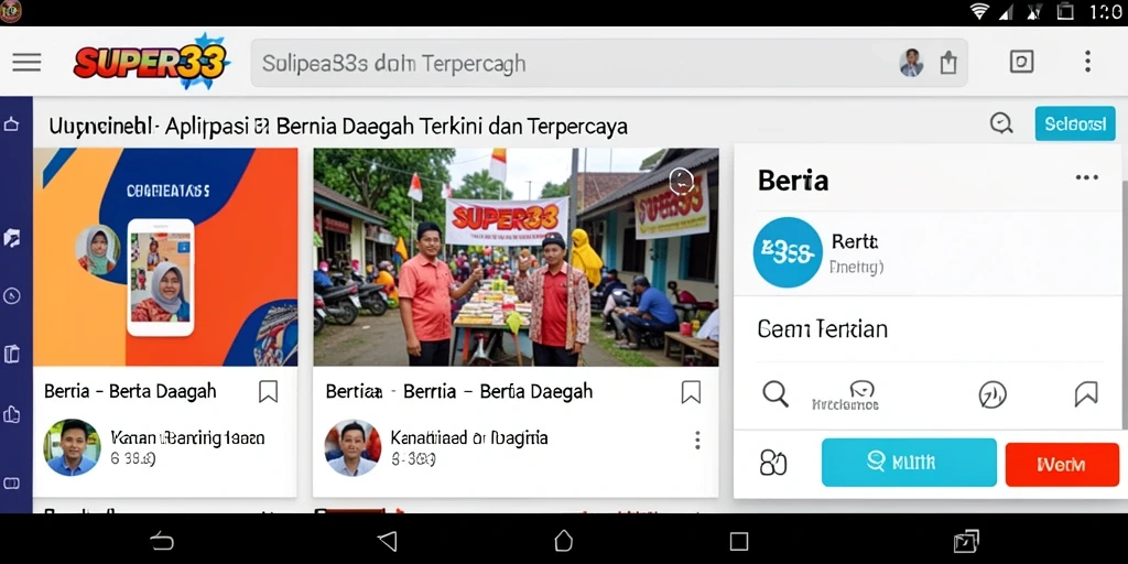 Tampilan antarmuka aplikasi SUPER33 yang menampilkan berita daerah.